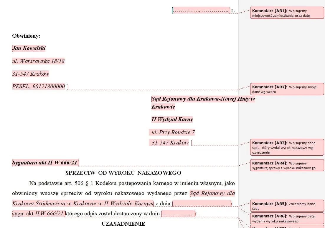 Jak skutecznie złożyć sprzeciw od wyroku nakazowego wykroczenia